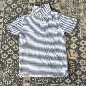Crewcuts Short-Sleeve Striped Polo Shirt - Light Blue & White